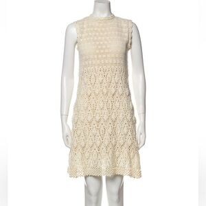 Rebecca Taylor Crochet Crew Neck Mini Dress